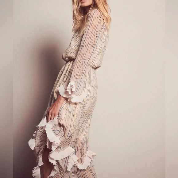 STEVIE MAY Valiant Long Sleeve Ruffle Trim Maxi Dress RRP$350 - Picture 4 of 16